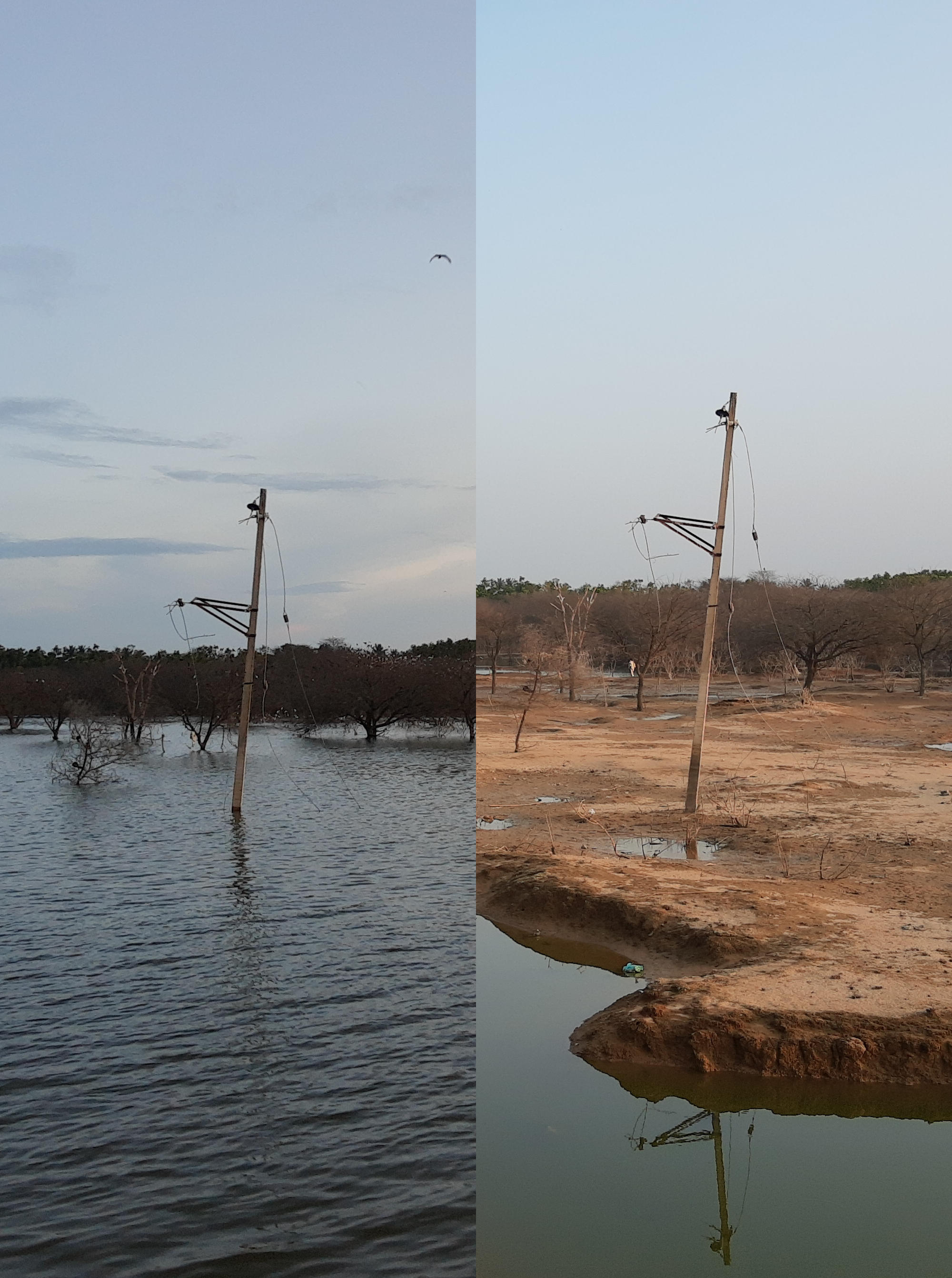 The same spot on the lake, 2 weeks apart (taken in 2021).